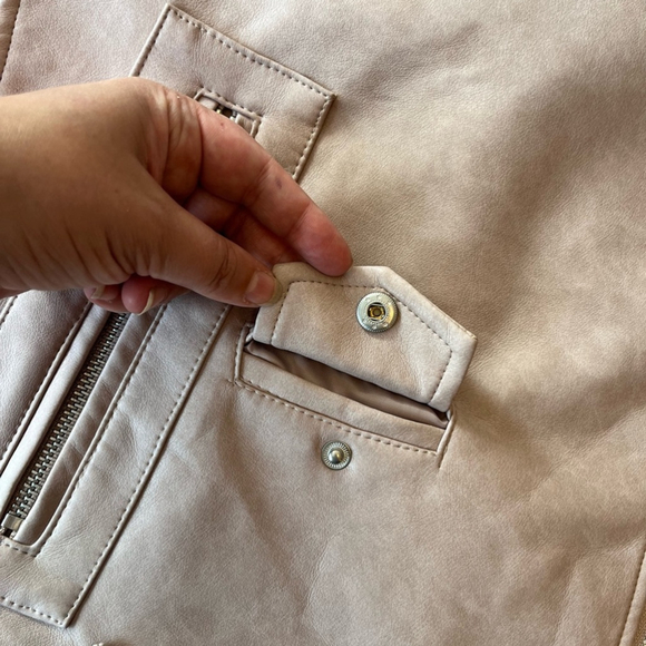 SOLD Avec Les Filles X Anthropologie Oversized Faux Leather Moto Jacket Large - Picture 10 of 15